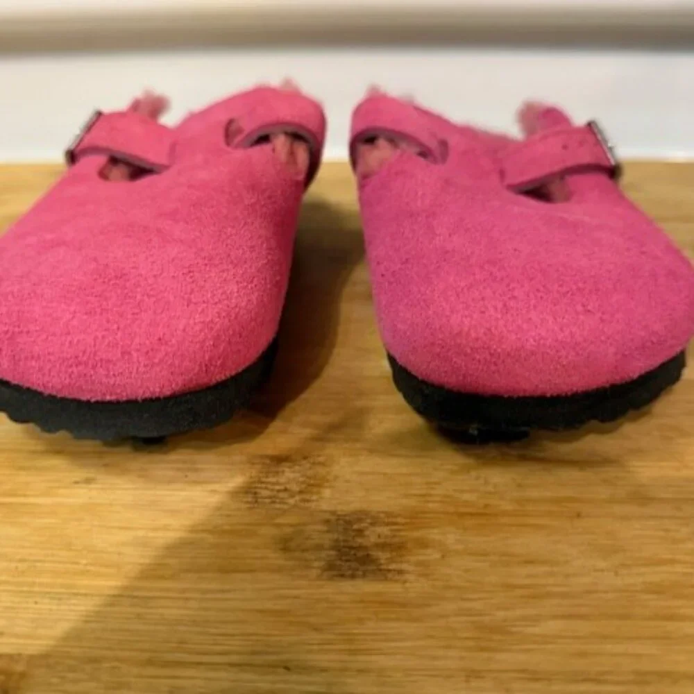 NWOT - Birkenstock Boston Genuine Shearling Lined Clog -  HOT PINK - Picture 8 of 16
